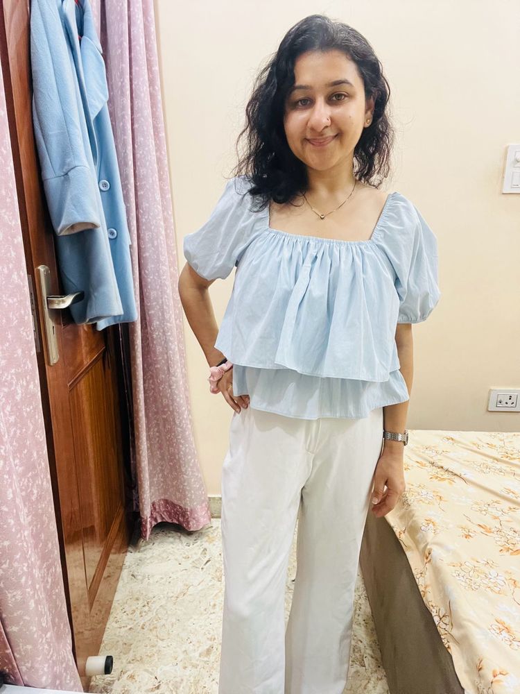 white pants and butterfly top 🧿🤍