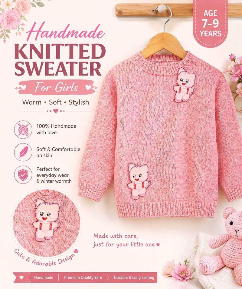 ❄️Dadi's love n care: Handwoven Pink Sweater