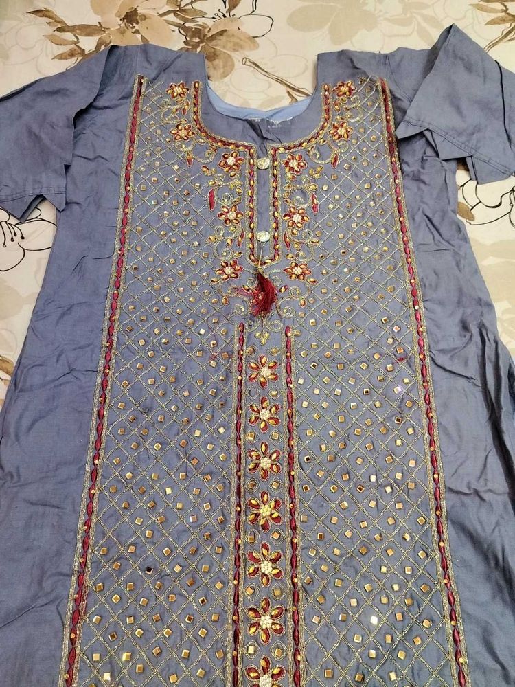 Heavy Mirror Embroidered Suit without DUPATTA