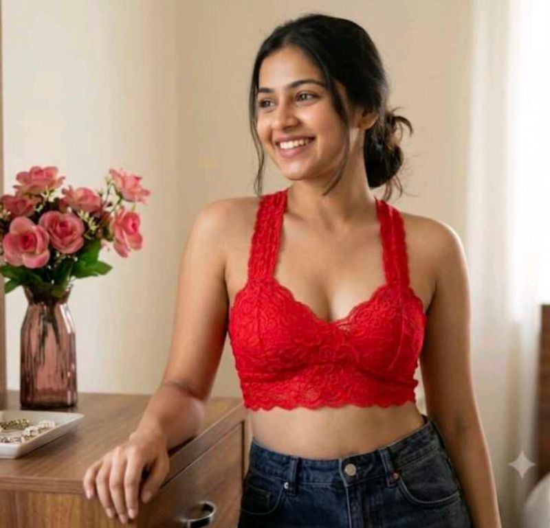 Red Lace Bralette Crop Top