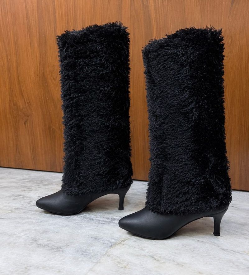 Black Fur Lined Knee-High Boots