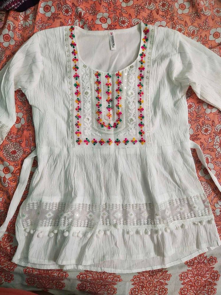 Embroidered White Top