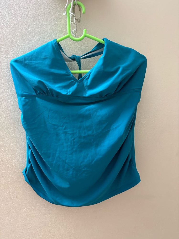 Stylish Blue Ruched Bikini Top