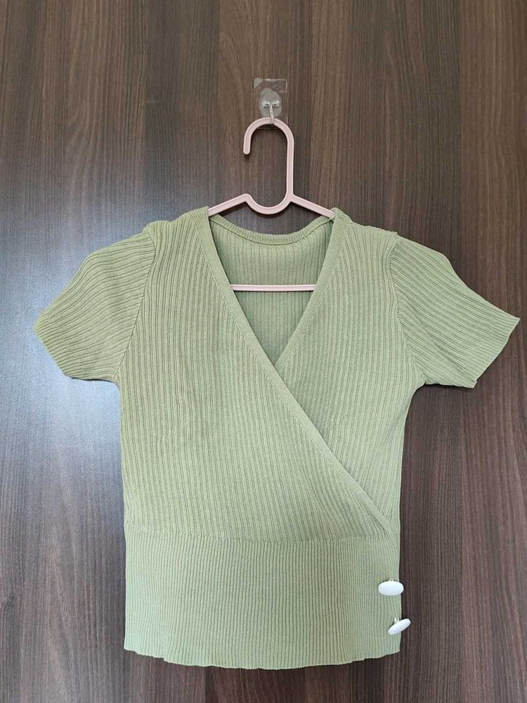 Ribbed Wrap Top