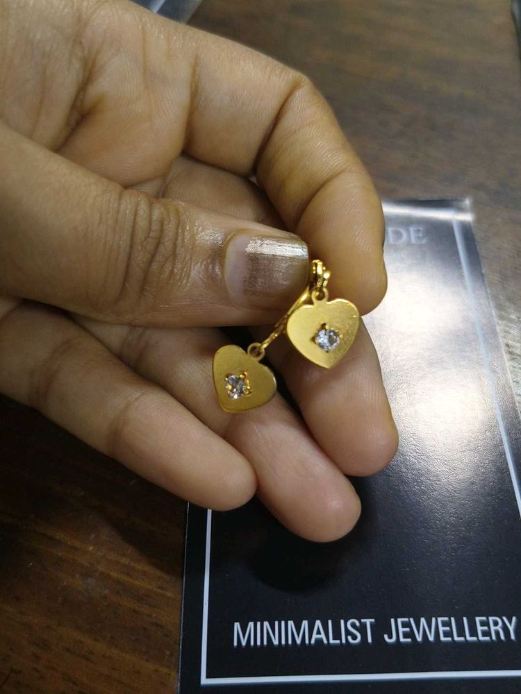 Heart Stud Earrings with Cubic Zirconia