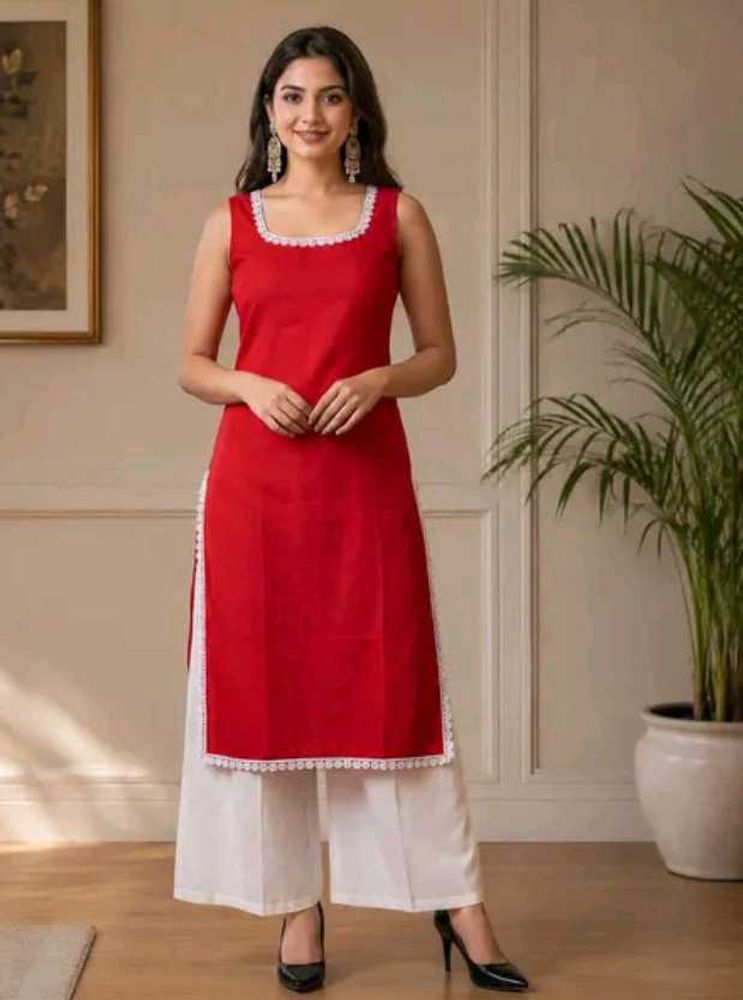 ✨ Vibrant Sleevele  Red Romance Kurta Set ❤️✨
