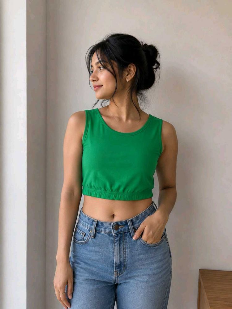 Vibrant Green Cropped Tank Top