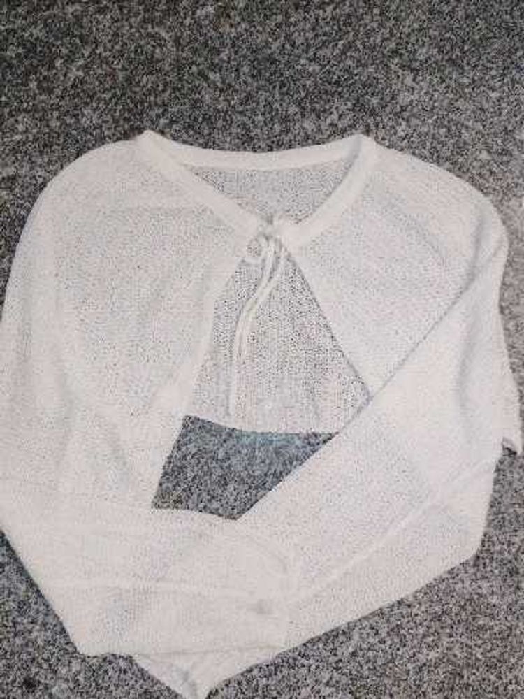 Soft Aesthetic White Knit Bolero Shrug