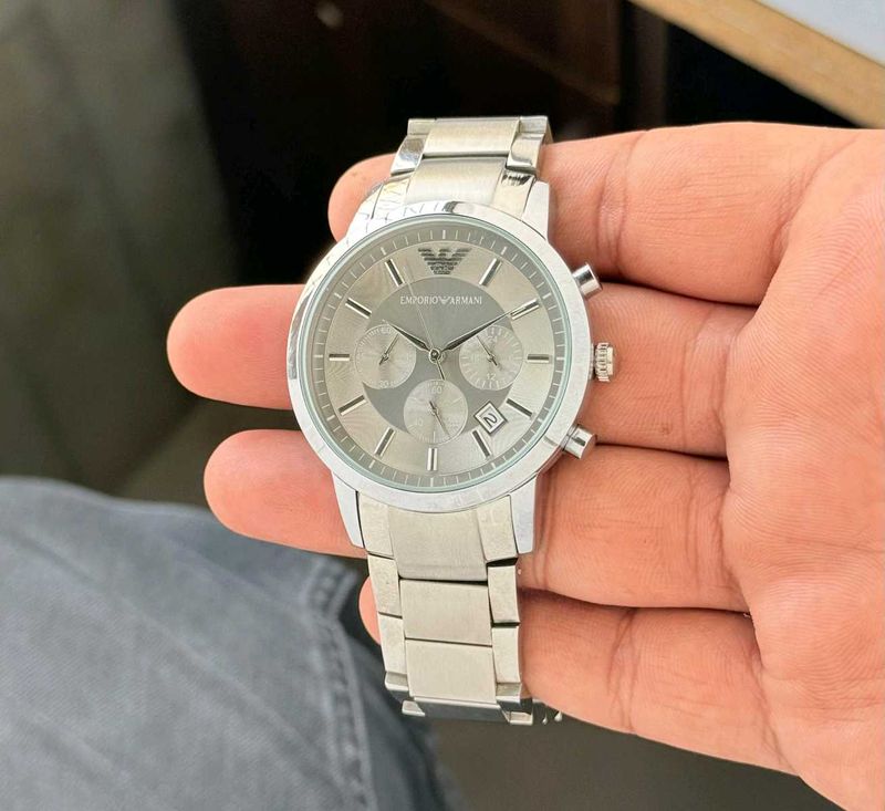 Emporio Armani Silver Chronograph Watch