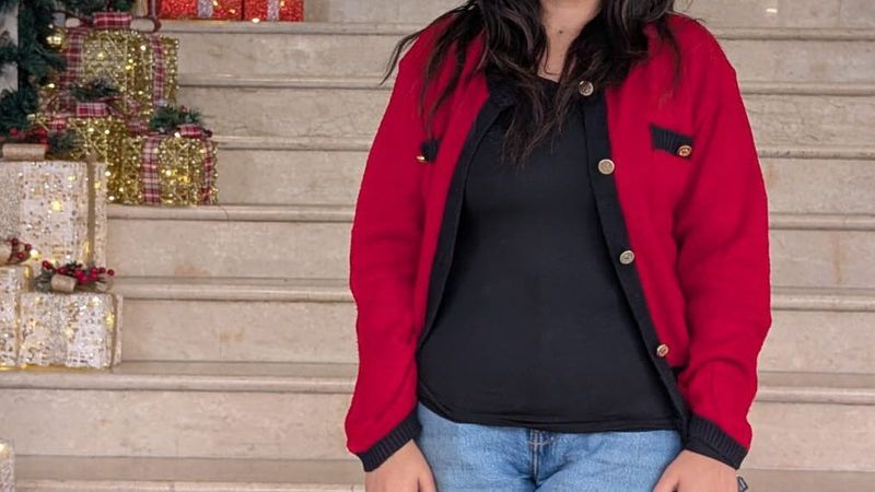 Red Trim Cardigan