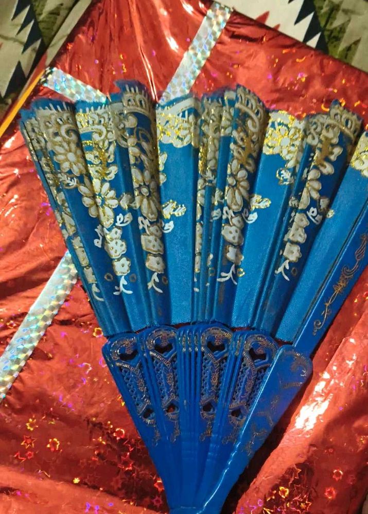 Beautiful Blue Hand Fan