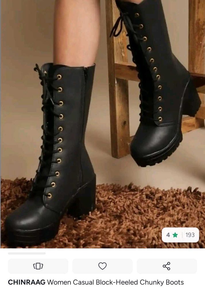 CHINRAAG Women's Chunky Block-Heeled Boots