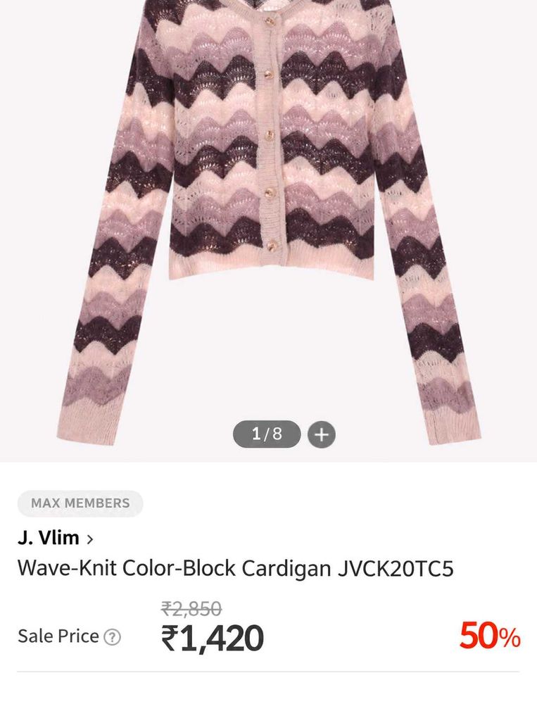 Wave-Knit color block Cardigan