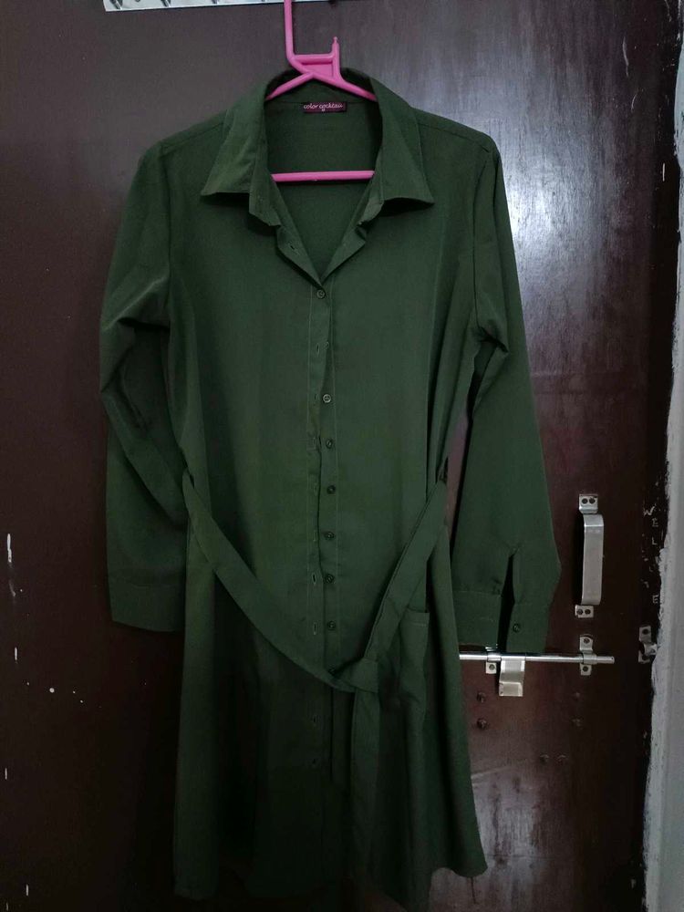 Olive Green Shirt Dress