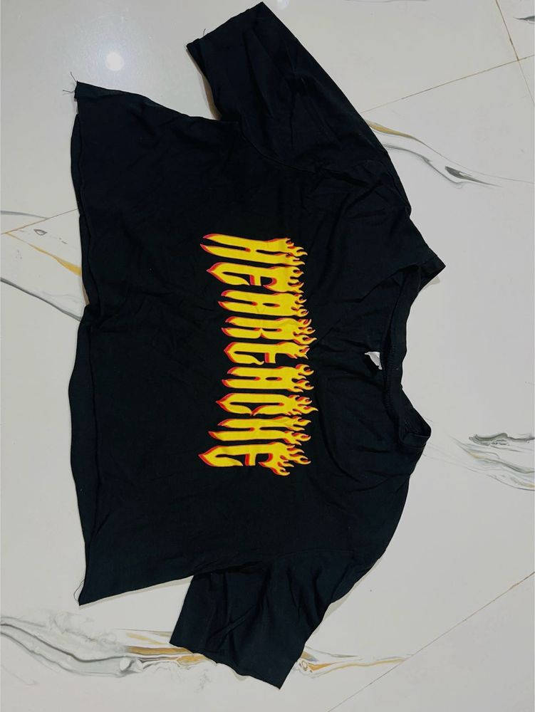 Black Flame Graphic Crop Top