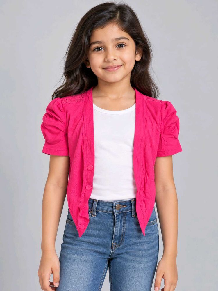 Girls Pink Cropped Shrug