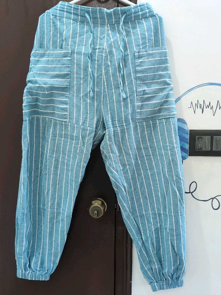 Striped Blue Cotton Pants