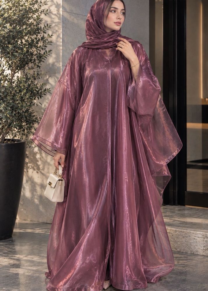 Organza Maroon Abaya 🛢️