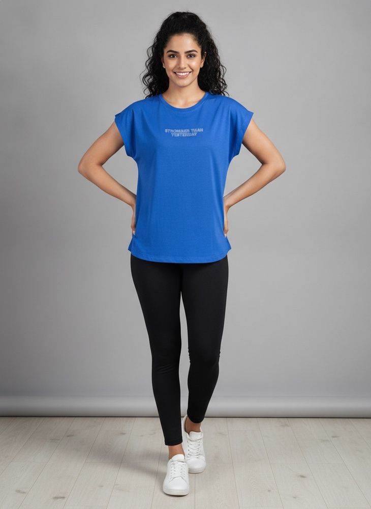 Blue "Stronger Than Yesterday" T-Shirt