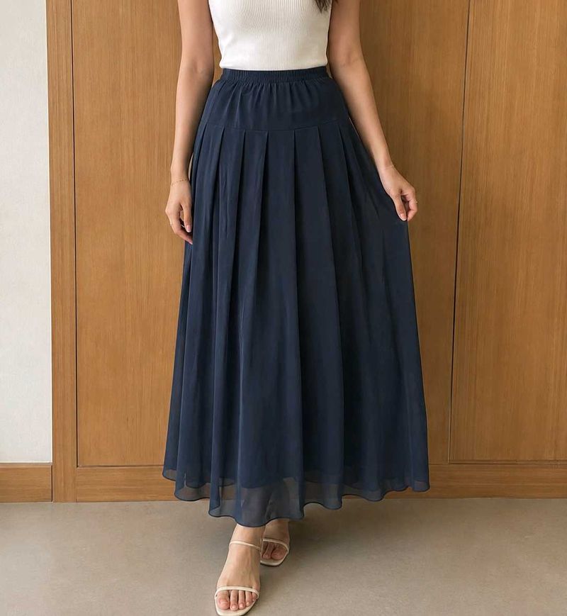 Elegant Pleated Maxi Skirt