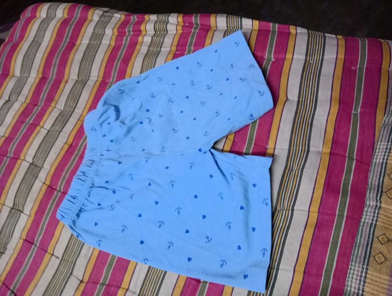 Blue Anchor Print Shorts