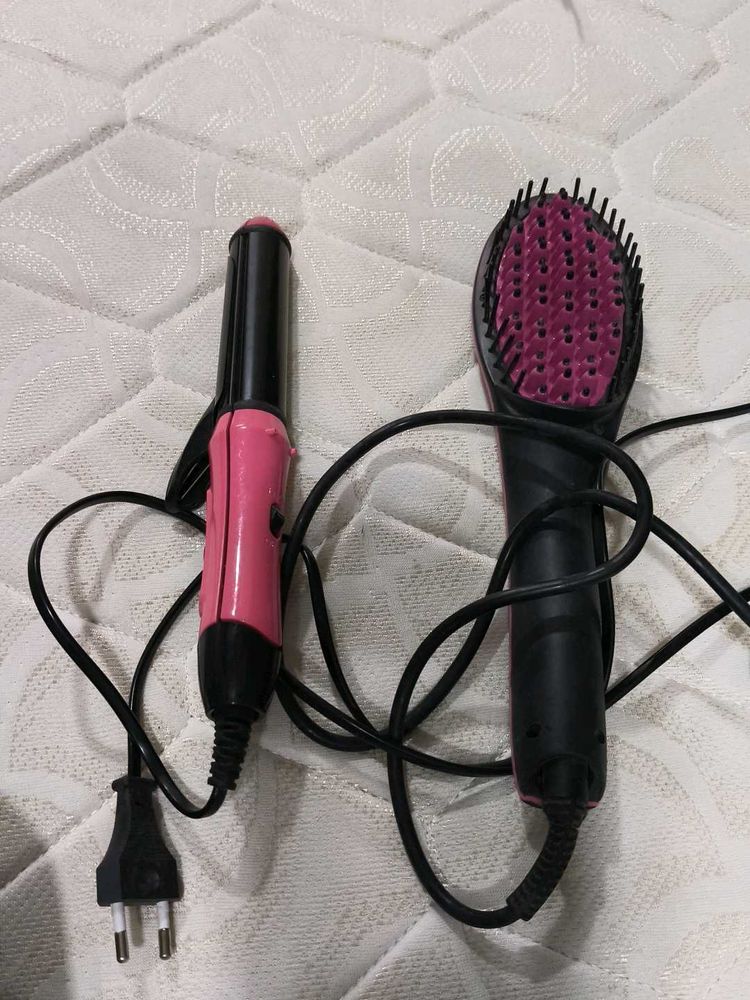electric hair straightener and  brush