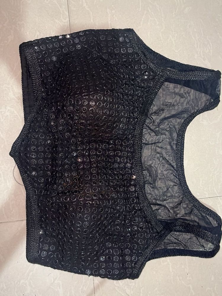 black designer sequin blouse