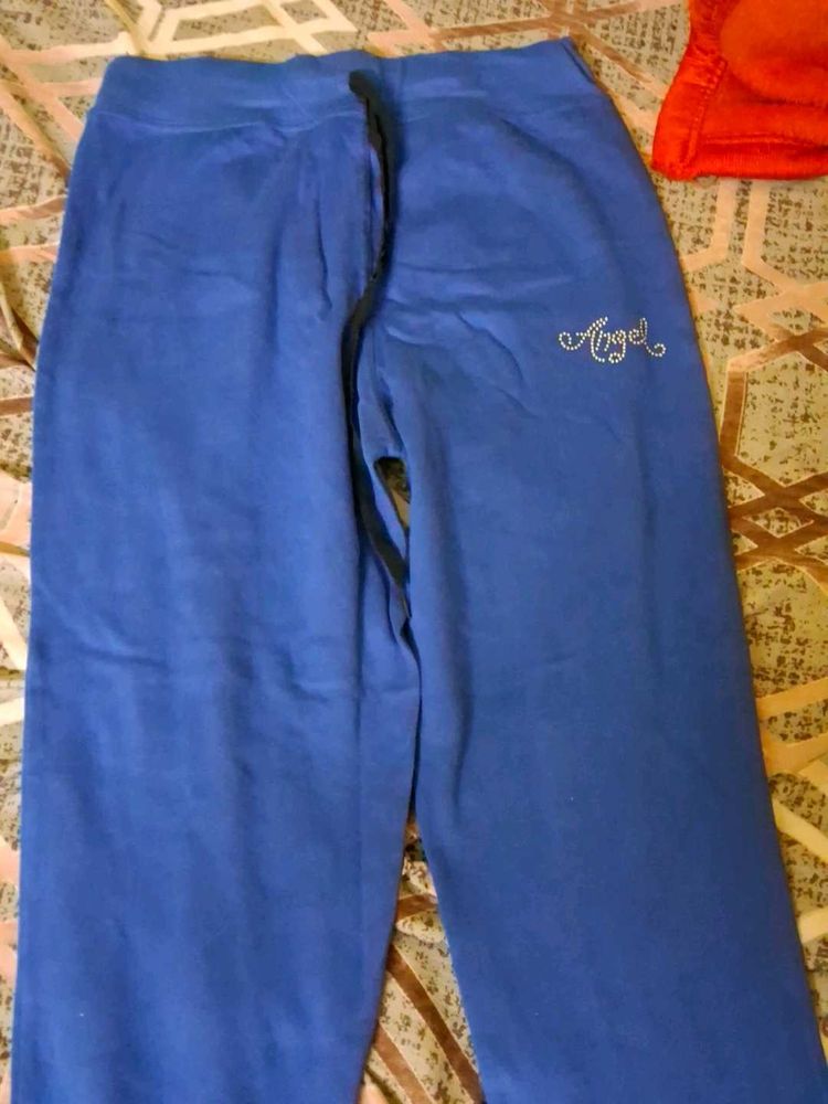 Blue Lounge Pants with "Angel" Detail