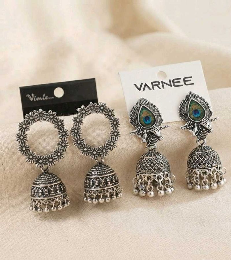 Elegant Silver Jhumka Earrings