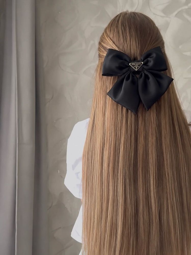 PRADA black Large Size hair bow Clip