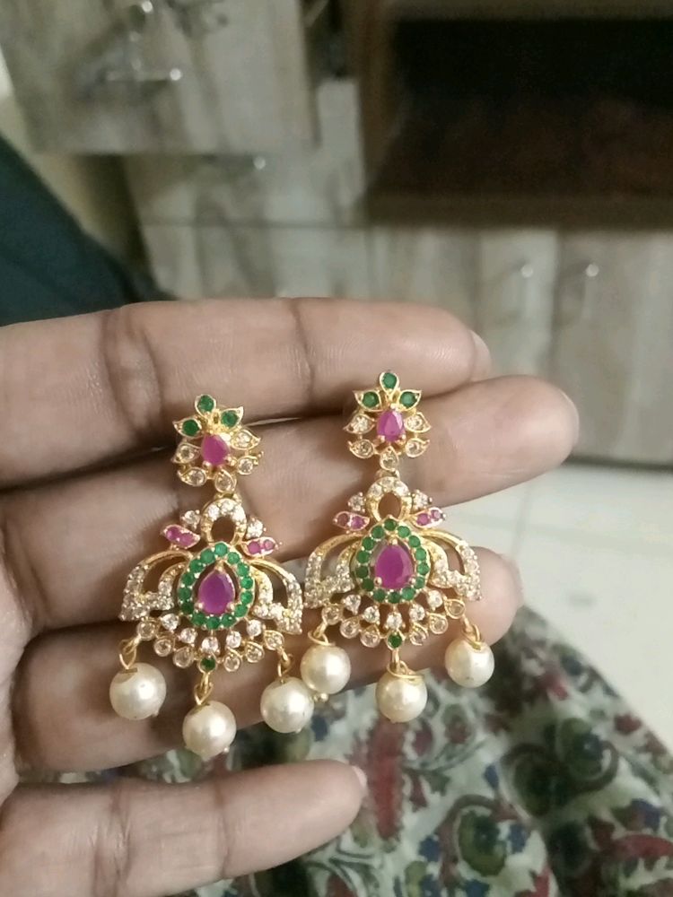 Cz Earrings Not Used I Got This Rings On Jewellery Set
