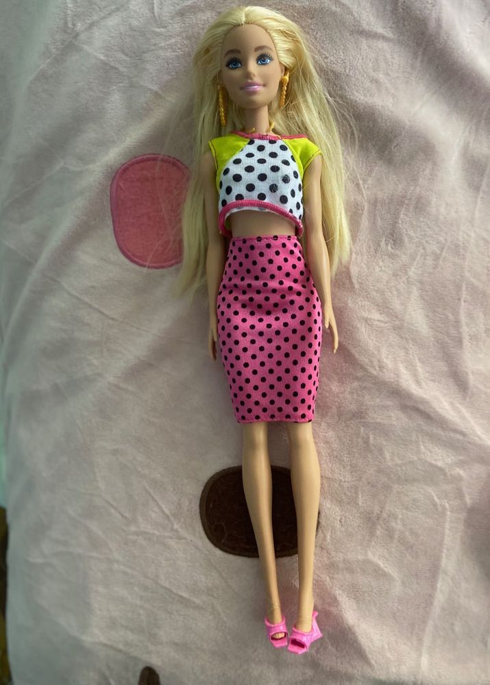 Barbie Doll with Pink Polka Dot Skirt Set
