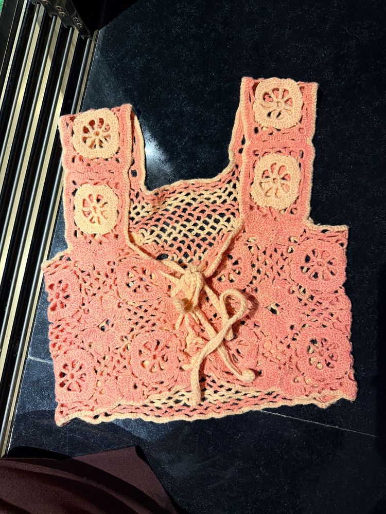 Crochet Lace-Up Tank Top
