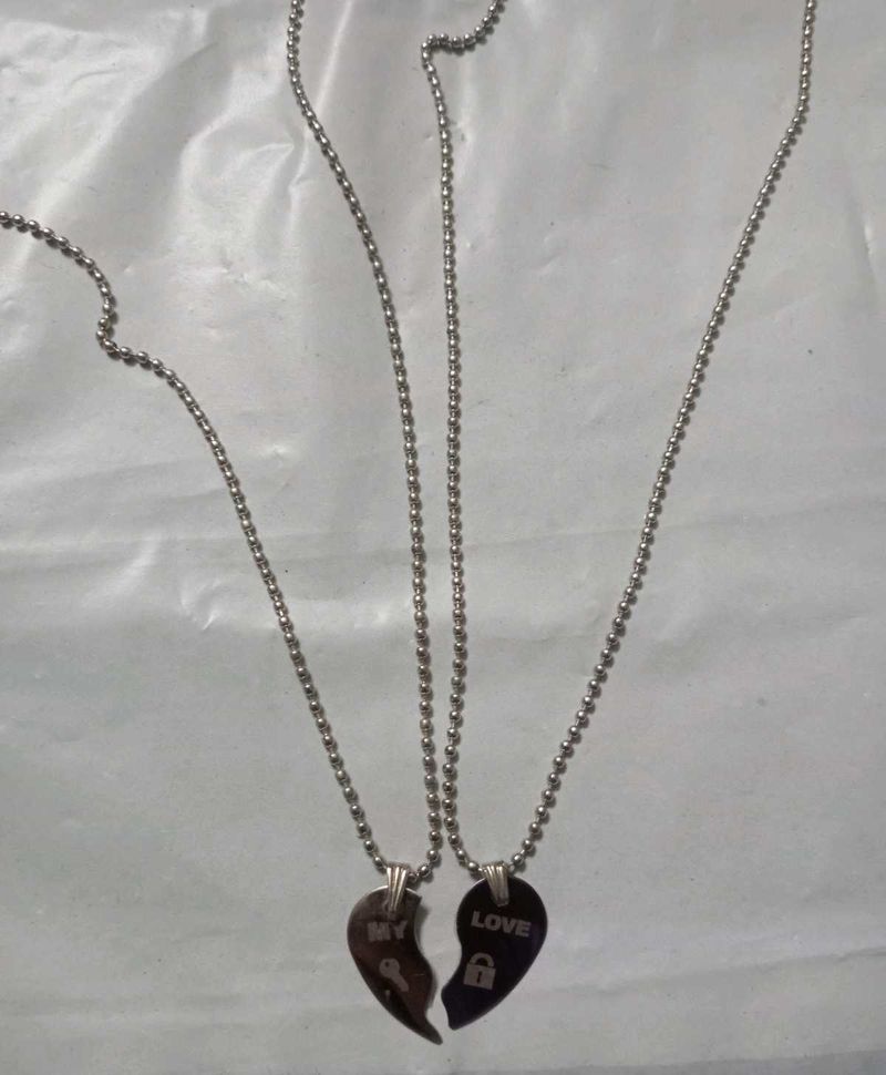 Couple Heart Necklace Set