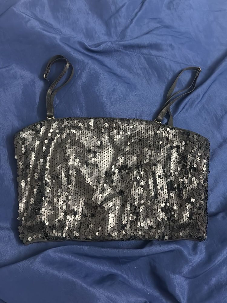 Embellished Black Cami Top