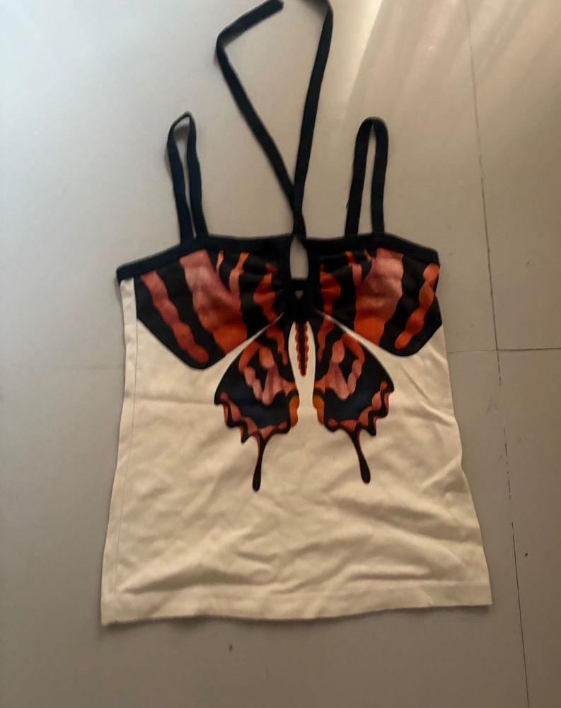 Cute Butterfly Print Halter Top