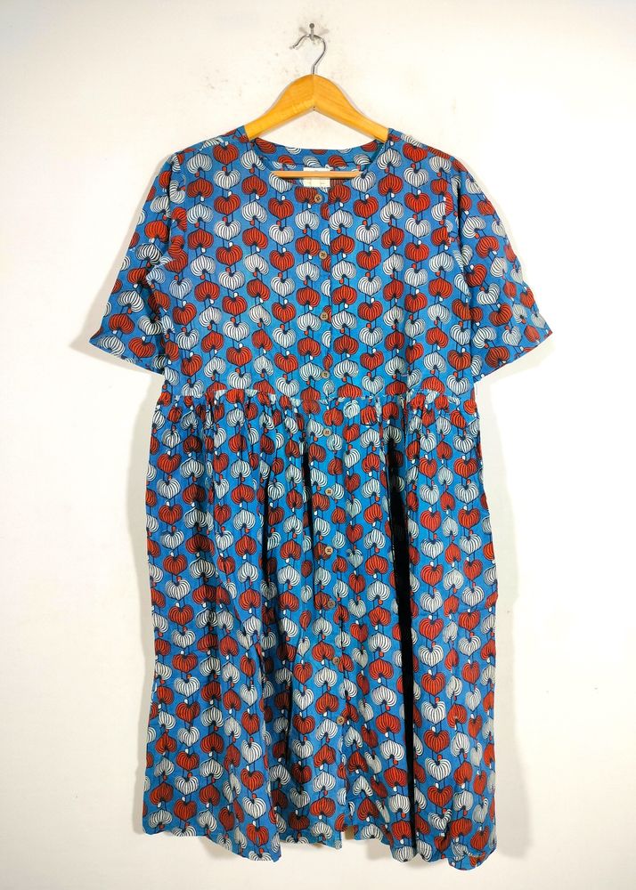 Light Teal Blue Printed Kurta (Women's)