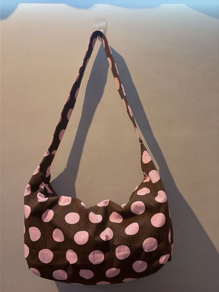 Cute Brown Polka Dot Hobo Bag
