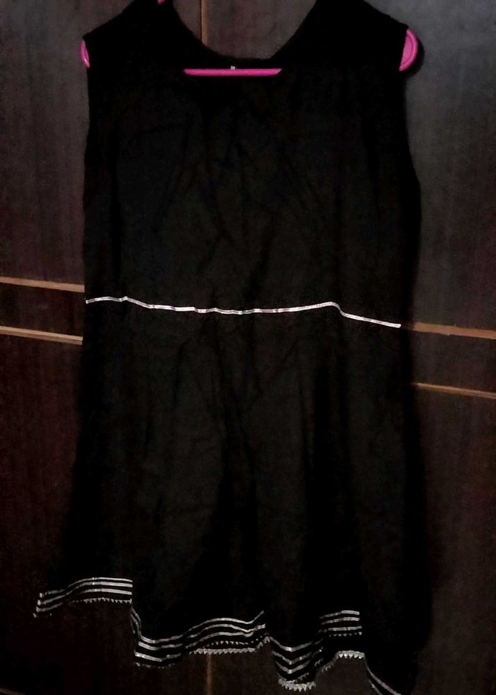 Elegant Black Kurta with Silver Trim