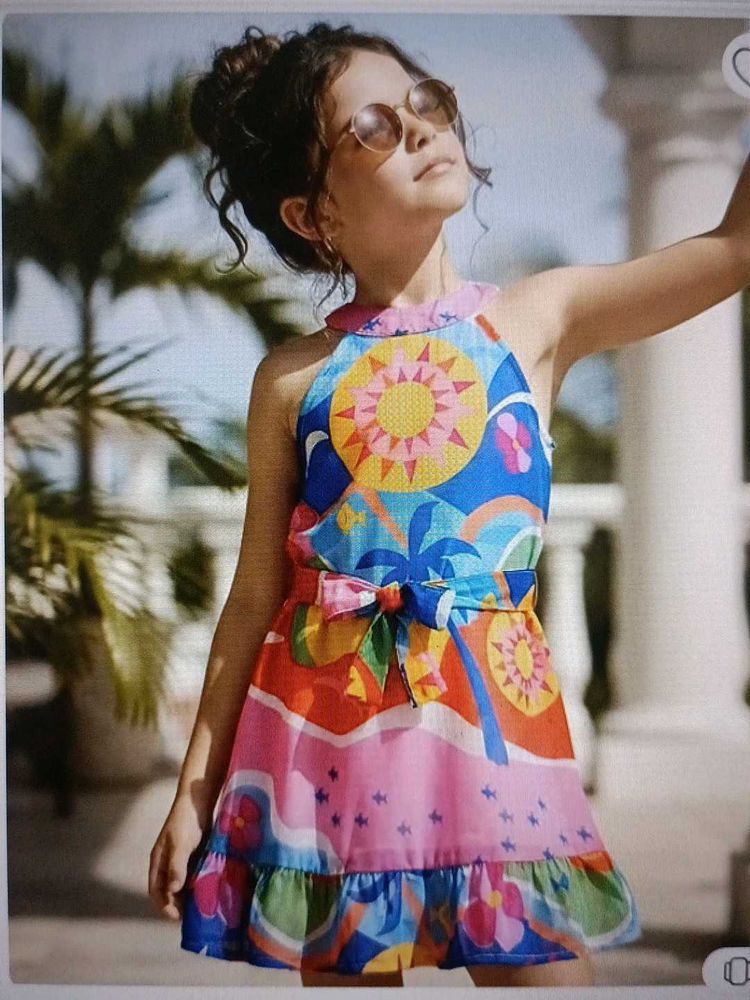 Beach Theme Printed Flared Frock