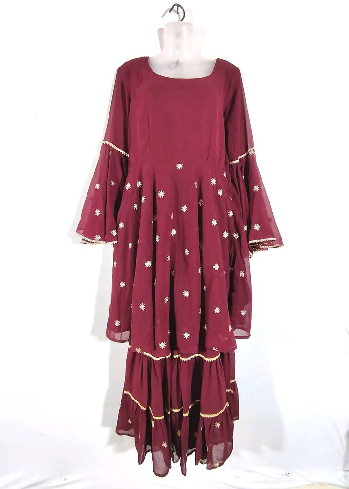 Maroon Sharara Set (Women's)
