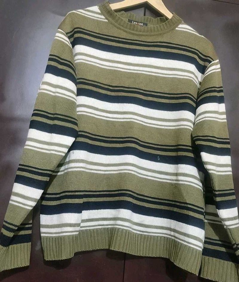 Olive Printed Sweatshirt For 42 Chest