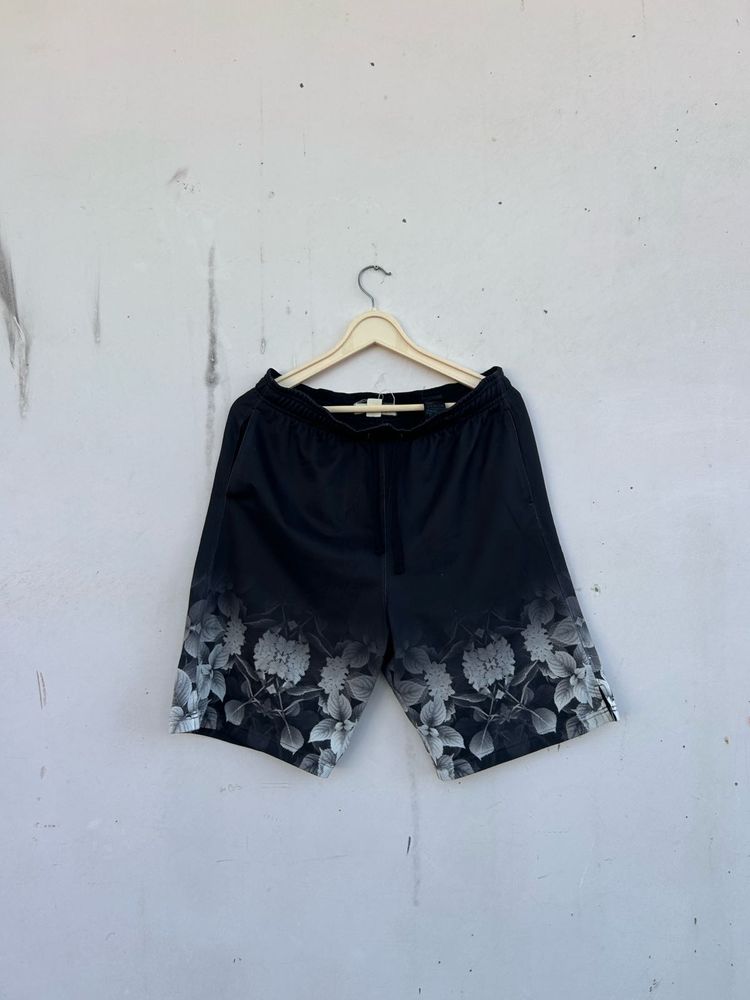 Men's Black Floral Print Shorts