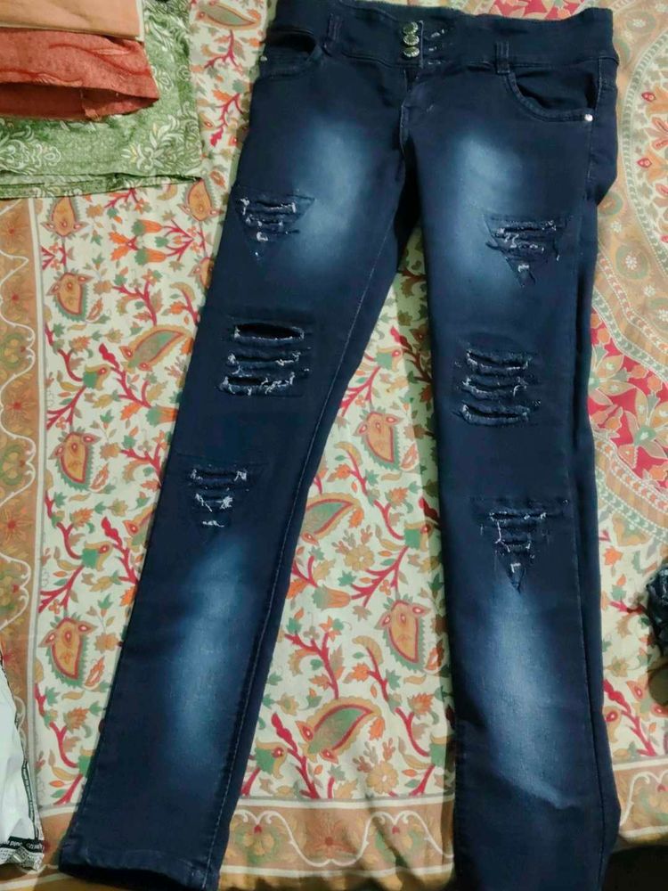 Stylish Ripped Blue Jeans