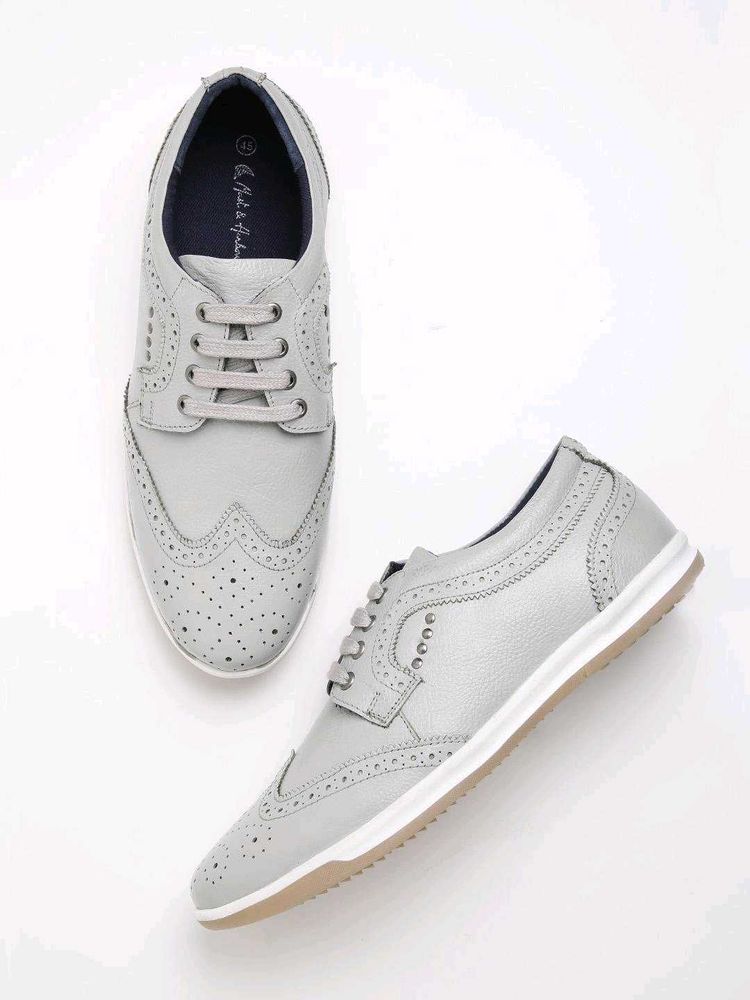 Grey Leather Casual Shoes | Size 10