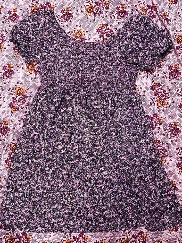 Floral Smocked Puff Sleeve Mini Dress