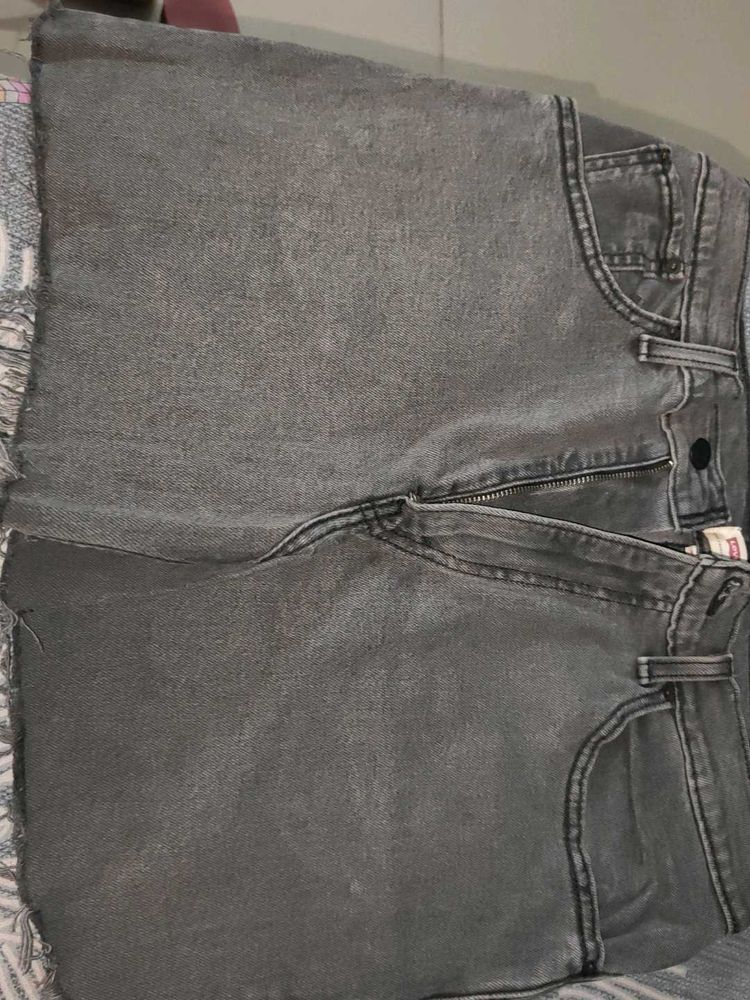 Gray Denim Mini Skirt