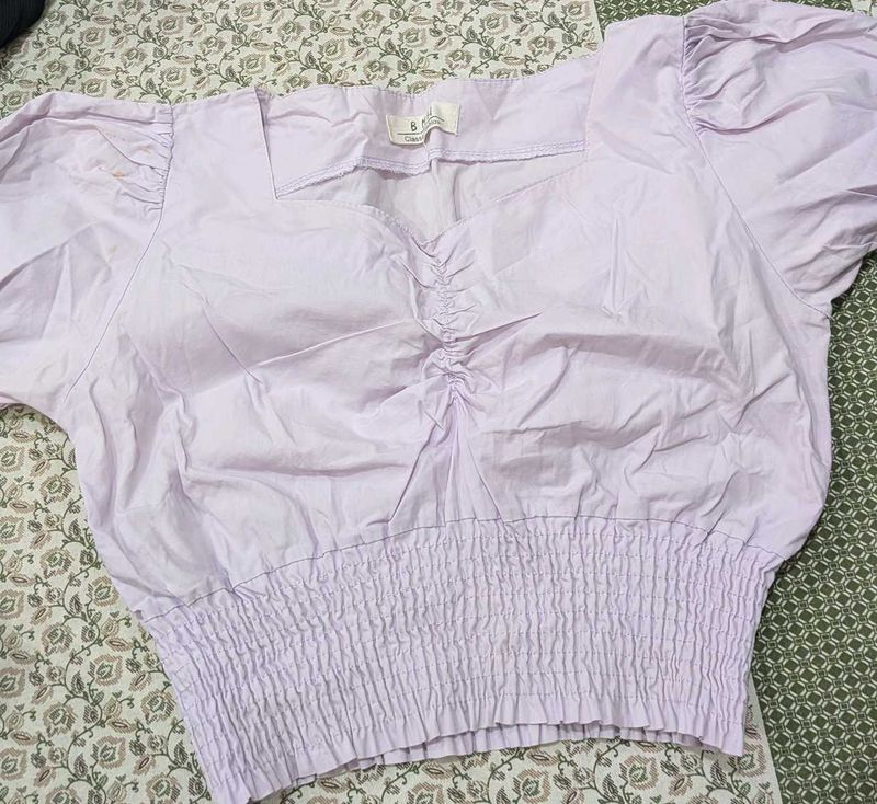 Chic Lavender Ruched Crop Top