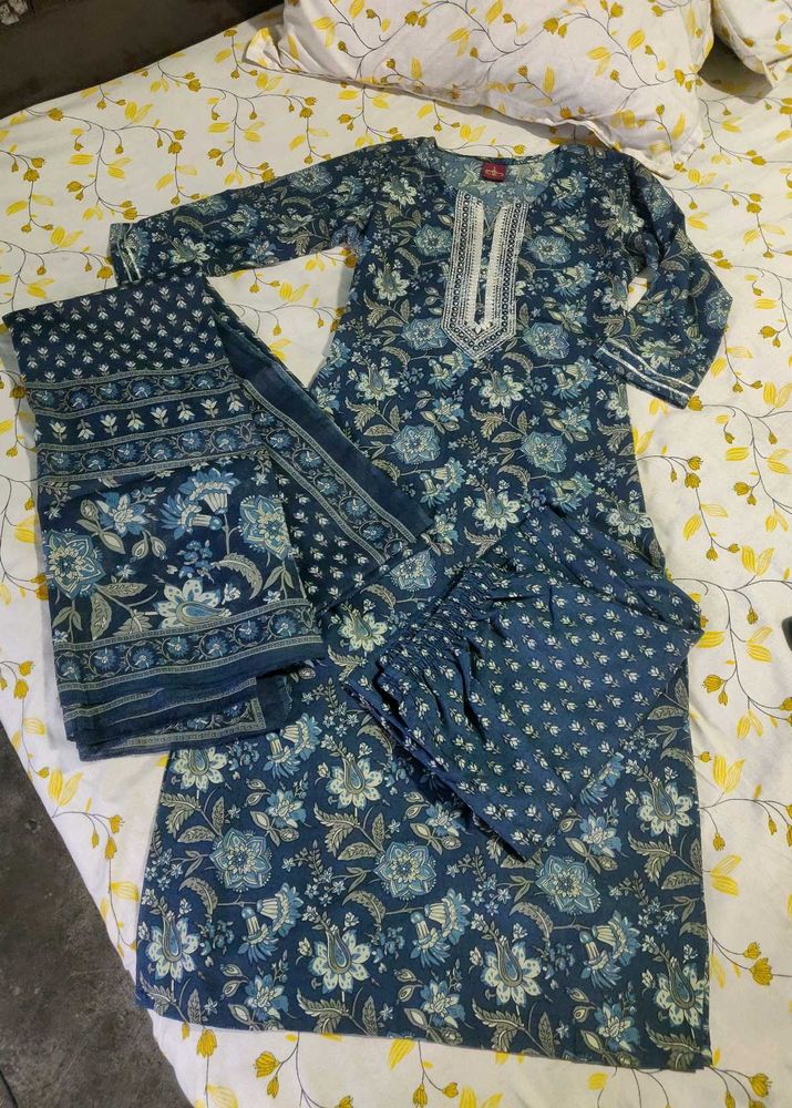 Blue Cotton Kurta Set