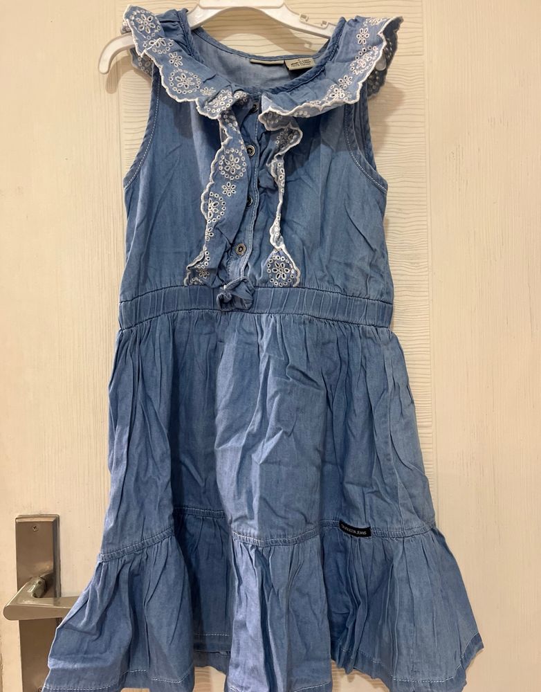 Brand New Calvin klein Denim Blue Dress 6-8yrs